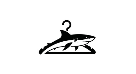 Stylized shark on a clothes hanger graphic design concept.