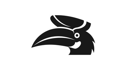 Stylized black hornbill bird head silhouette graphic icon for logo design. © filterJU