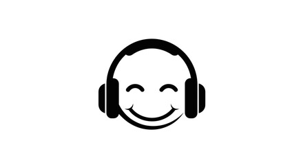 Happy face wearing headphones enjoying music and sound.