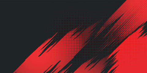 Abstract Red and Black Dynamic Halftone Pattern with Sharp, Angled Lines Creating a Striking Modern Design for Backgrounds or Overlays