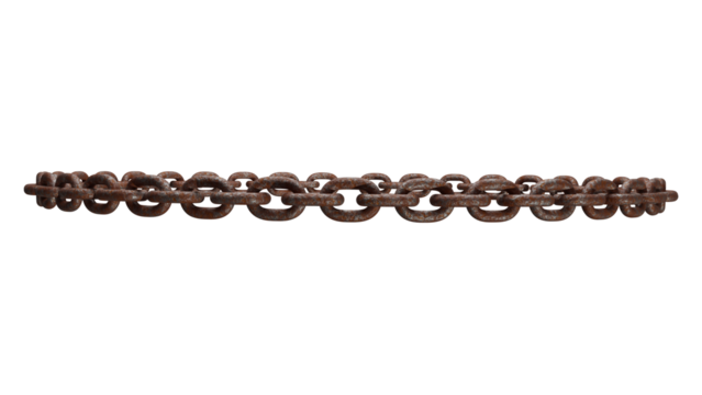 3D Render of Rusty Metal Chain Isolated on Transparent Background