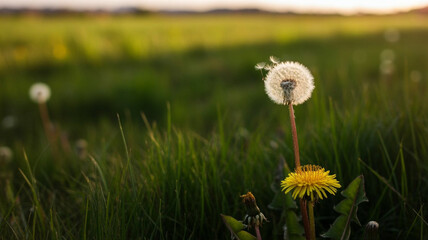 dandelions in the grass
