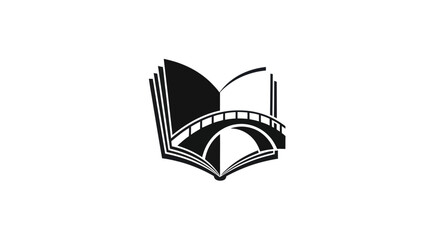 Creative logo design featuring an open book and a bridge.
