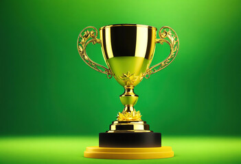 Awesome A golden trophy shines brightly against a yellow background surrounded