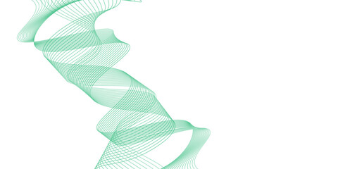 Abstract colorful wave background. Green curve line pattern on white. Tech futuristic motion geometric background.