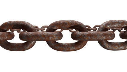 3D Render of Rusty Metal Chain Isolated on Transparent Background