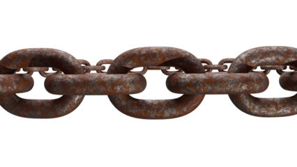 3D Render of Rusty Metal Chain Isolated on Transparent Background