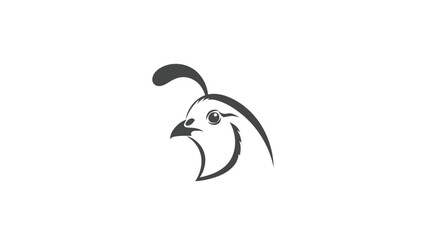 Minimalist line art drawing of a quail bird head.