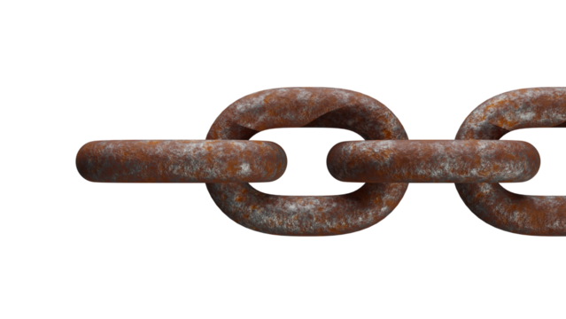 3D Render of Rusty Metal Chain Isolated on Transparent Background