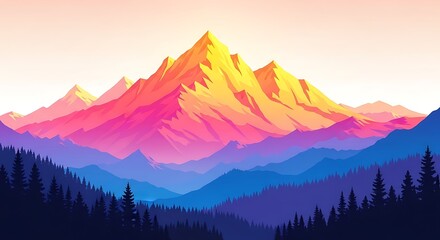 Colorful Mountain Landscape View.