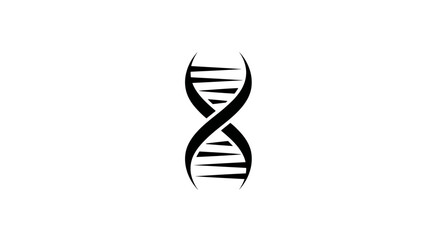 Simple black DNA double helix icon on a white background.