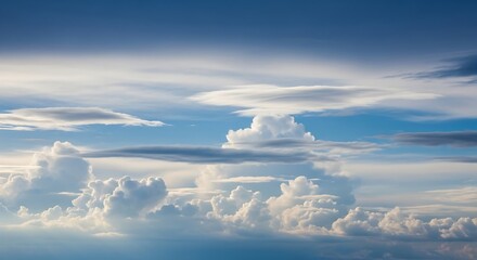 Stunning Aerial View of Fluffy White Clouds and Blue Sky.