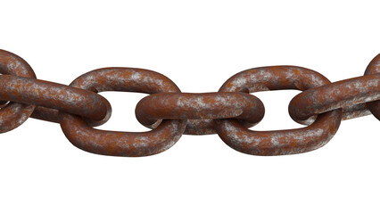 Fototapeta premium 3D Render of Rusty Metal Chain Isolated on Transparent Background