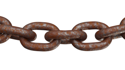 3D Render of Rusty Metal Chain Isolated on Transparent Background