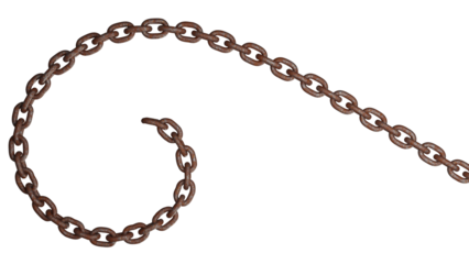 3D Render of Rusty Metal Chain Isolated on Transparent Background