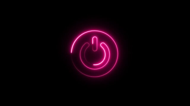 Neon power reset button sign animation.