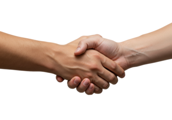 Isolated handshake gesture with different skin tones showing cooperation and welcome