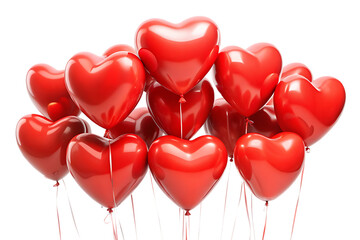 Set Heart red balloons isolated on white background ,PNG. AI Generated