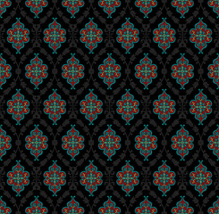 Abstract seamless color full paisley mughal motif bunch pattern