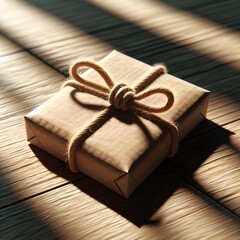 AI generated sustainable rustic package detail with twine tied knot
