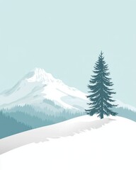 Fototapeta premium Mountain tree pine illustration.