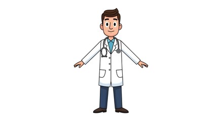 friendly male doctor wearing stethoscope white coat