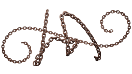 3D Render of Rusty Metal Chain Isolated on Transparent Background