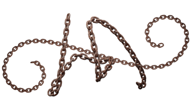 3D Render of Rusty Metal Chain Isolated on Transparent Background