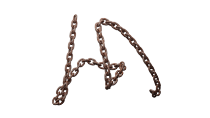 3D Render of Rusty Metal Chain Isolated on Transparent Background