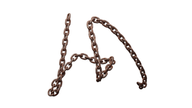 3D Render of Rusty Metal Chain Isolated on Transparent Background
