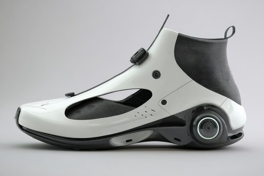 Sleek Futuristic White and Black High-Tech Sneaker Design - Powered by Adobe