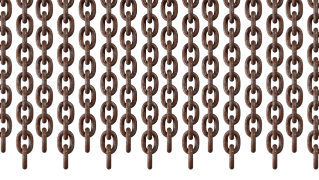 3D Render of Rusty Metal Chain Isolated on Transparent Background