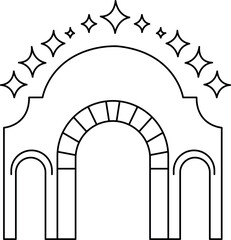 Shimmer Market Arches Coloring Page, Festive Bazaar Night Illustration