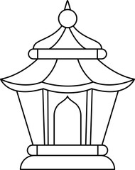 Festival Lantern Street Coloring Page, Glowing Cultural Celebration Illustration