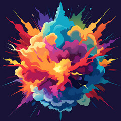 Energetic Burst of Colorful Smoke Creating a Vivid Abstract Design, Ai Generated