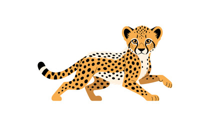 Cute Cheetah Cub Running Fast in African Savannah.