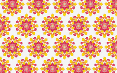 Seamless pattern of pink and yellow floral elements