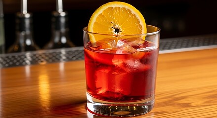 Refreshing Negroni Cocktail with Orange Garnish.