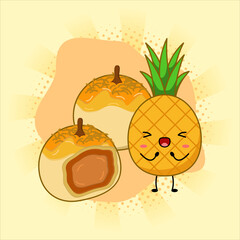 Cute pineapple tarts or nastar.Vector illustration design. EPS 10.