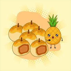Cute pineapple tarts or nastar.Vector illustration design. EPS 10.