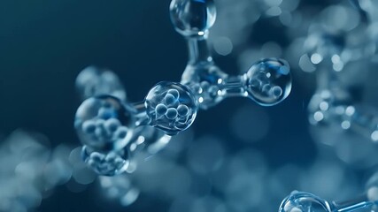 Close Up of Transparent Molecular Structure in Blue Tones with Bokeh Background - Powered by Adobe