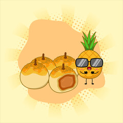 Cute pineapple tarts or nastar.Vector illustration design. EPS 10.