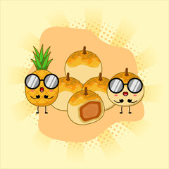 Cute pineapple tarts or nastar.Vector illustration design. EPS 10.