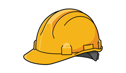 Yellow hard hat safety equipment for construction work and industrial protection essential gear isolated on white background