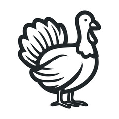 Illustration of a turkey symbolizing Thanksgiving celebration. Vector line illustration