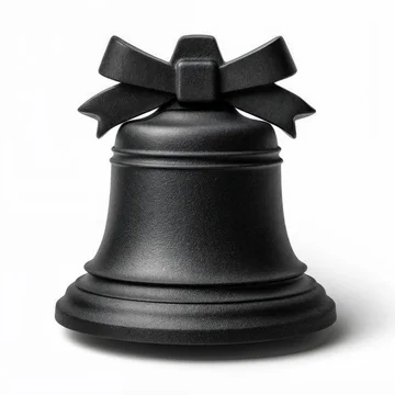 Solid Black Christmas Bell with a Ribbon Bow.