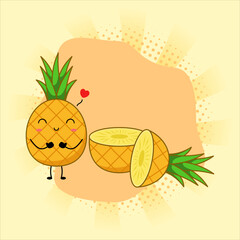 Cute pineapple cartoon.Vector illustration design. EPS 10.