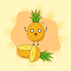 Cute pineapple cartoon.Vector illustration design. EPS 10.