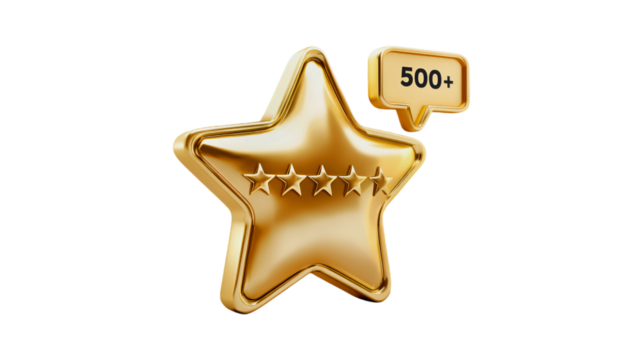 Gold Star Award 500 Plus Reviews Excellent Rating