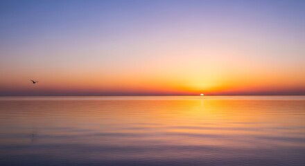 Serene Sunrise Over Calm Ocean Water.